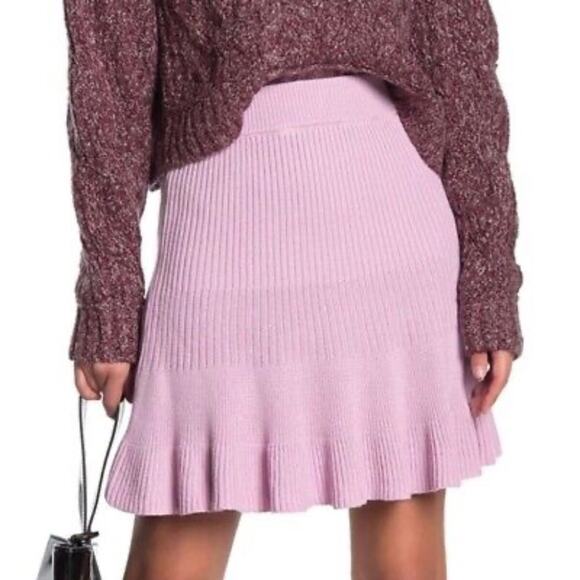 Free People Solid Gold Knit Skirt in Lilac Purple Size Large Gently Used - Picture 1 of 4